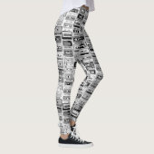 Retro-Schwarz-Weiß-Kassetten Leggings (Rechts)