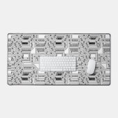 Retro-Schwarz-weiß-Klasse-Computerplatine Schreibtischunterlage (Tastatur & Maus)