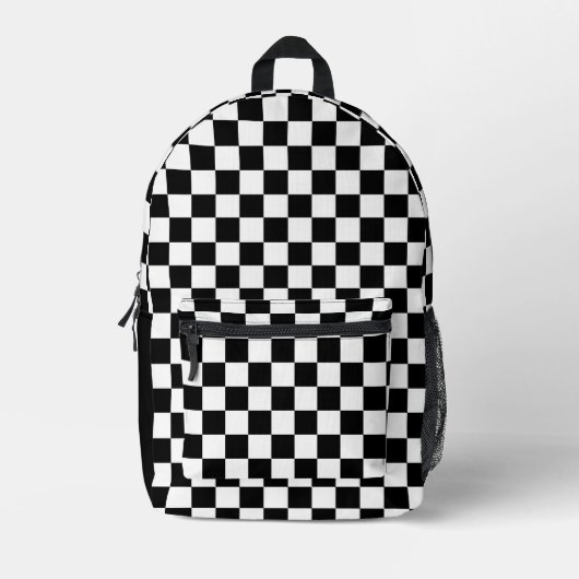 Retro Schwarz-Weiß-Klassisches Prüfmuster Bedruckter Rucksack (Vorderseite)