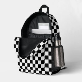 Retro Schwarz-Weiß-Klassisches Prüfmuster Bedruckter Rucksack