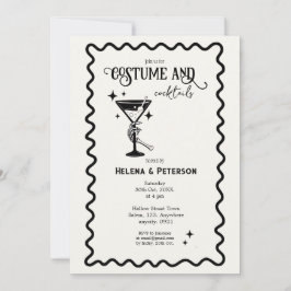 Retro Schwarz/Weiß Kostüme und Cocktails Party Einladung
