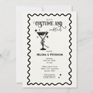 Retro Schwarz/Weiß Kostüme und Cocktails Party Einladung