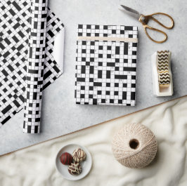 Retro Schwarz-Weiß-Kreuzworträtsel-Muster Geschenkpapier