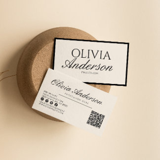 Retro Schwarz Weiß Luxus Vintage Altes Geld QR Cod Visitenkarte