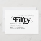 Retro Schwarz-weiß modern minimalistisch 50. Gebur Einladung (Vorderseite)