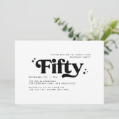 Retro Schwarz-weiß modern minimalistisch 50. Gebur Einladung (Stehend Vorderseite)