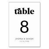 Retro | Schwarz-weiß Moderne einfache Minimalhochz Tischnummer (Vorderseite)