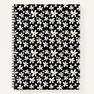 Retro Schwarz-Weiß-Muster   Daisy   Notizblock
