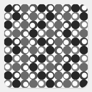 Retro Schwarz-Weiß-Muster Quadratischer Aufkleber