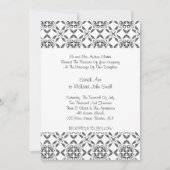 Retro Schwarz-Weiß-Muster Scroll Wedding Invit Einladung (Vorderseite)