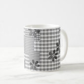 Retro Schwarz-Weiß-Patchwork-Landhaus-Stil Muster Kaffeetasse (VorderseiteRechts)
