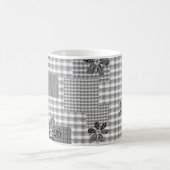 Retro Schwarz-Weiß-Patchwork-Landhaus-Stil Muster Kaffeetasse (Mittel)