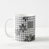 Retro Schwarz-Weiß-Patchwork-Landhaus-Stil Muster Kaffeetasse (Links)
