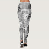 Retro Schwarz-Weiß-Patchwork-Landhaus-Stil Muster Leggings (Rückseite)