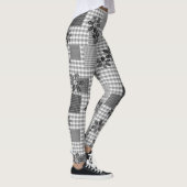 Retro Schwarz-Weiß-Patchwork-Landhaus-Stil Muster Leggings (Rechts)