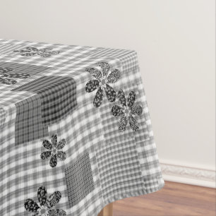 Retro Schwarz-Weiß-Patchwork-Landhaus-Stil Muster Tischdecke