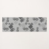 Retro Schwarz-Weiß-Patchwork-Landhaus-Stil Muster Yogamatte (Rückseite (Horizontal))