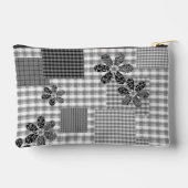 Retro Schwarz-Weiß-Patchwork-Landhaus-Stil Muster Zubehörtasche (Rückseite)
