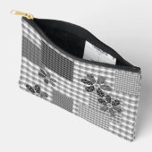 Retro Schwarz-Weiß-Patchwork-Landhaus-Stil Muster Zubehörtasche (Offen)