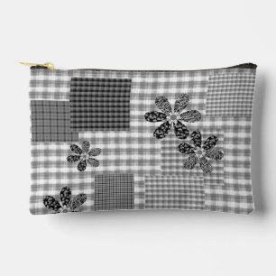 Retro Schwarz-Weiß-Patchwork-Landhaus-Stil Muster Zubehörtasche