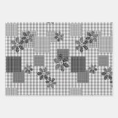 Retro Schwarz-Weiß-Patchwork-Rustikal-Muster Geschenkpapier Set (Vorderseite 3)