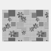 Retro Schwarz-Weiß-Patchwork-Rustikal-Muster Geschenkpapier Set (Vorderseite)
