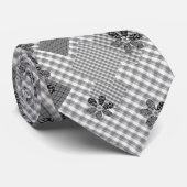 Retro Schwarz-Weiß-Patchwork-Rustikal-Muster Krawatte (Gerollt)