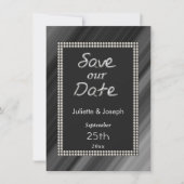 Retro Schwarz & Weiß Perlen mit Foto Save The Date (Vorderseite)