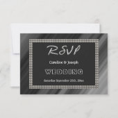 Retro Schwarz & Weiß, Perlen UAWG Hochzeit RSVP Karte (Vorderseite)