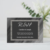 Retro Schwarz & Weiß, Perlen UAWG Hochzeit RSVP Karte (Stehend Vorderseite)