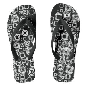 Retro-Schwarz-Weiß-Quadrate Badesandalen