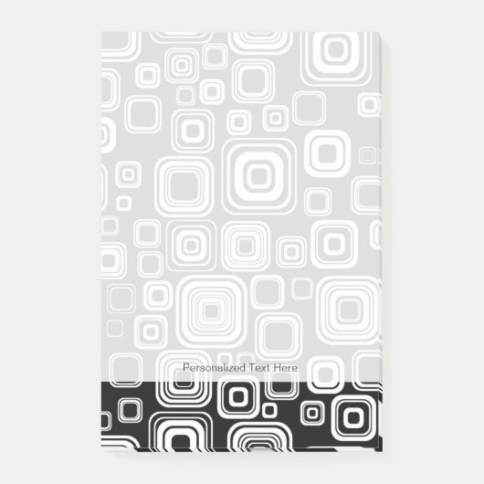 Retro-Schwarz-Weiß-Quadrate Post-it Klebezettel (Vorderseite)