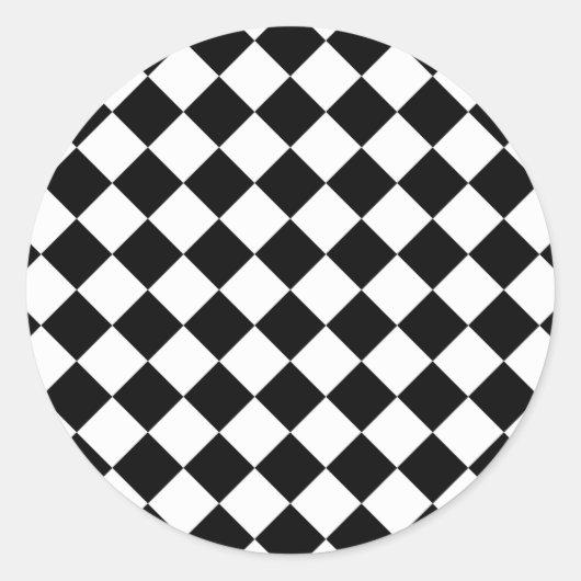 Retro Schwarz/Weiß Runder Aufkleber (Vorderseite)