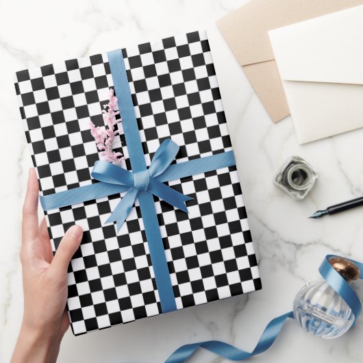 Retro Schwarz-Weiß-Schachbrettmuster Geschenkpapier (Schenken)