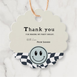 Retro Schwarz-Weiß-Schachtel Geburtstag Danke Geschenkanhänger