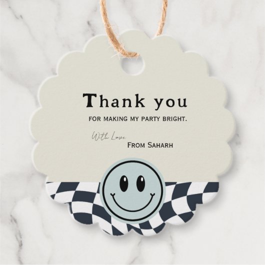 Retro Schwarz-Weiß-Schachtel Geburtstag Danke Geschenkanhänger (Vorderseite)