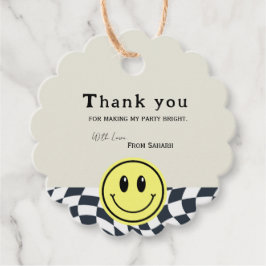 Retro Schwarz-Weiß-Schachtel Geburtstag" Danke Geschenkanhänger