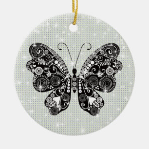 Retro Schwarz-Weiß-Schmetterling Keramik Ornament