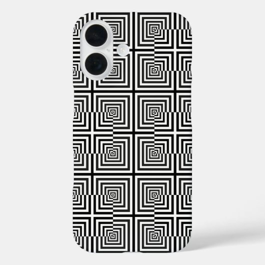 Retro Schwarz-weiß Squares Psychedelic Pattern Case-Mate iPhone Hülle (Rückseite)