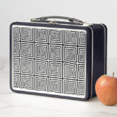 Retro Schwarz-weiß Squares Psychedelic Pattern Metall Brotdose (Beispiel)