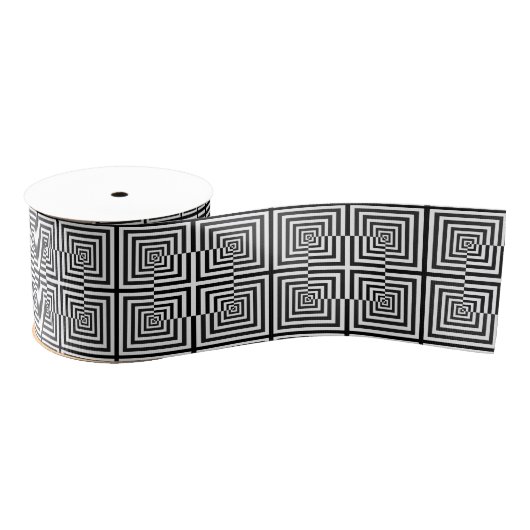 Retro Schwarz-weiß Squares Psychedelic Pattern Ripsband (Spule)
