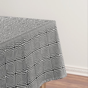 Retro Schwarz-weiß Squares Psychedelic Pattern Tischdecke