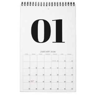 Retro-Schwarz-Weiß-Typografie Ohne Foto 2026 Kalender