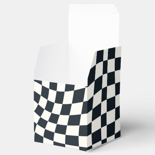 Retro Schwarz-weiß überprüft Warpkette überprüft Geschenkschachtel (Geöffnet)