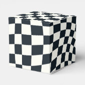 Retro Schwarz-weiß überprüft Warpkette überprüft Geschenkschachtel (Rückseite)