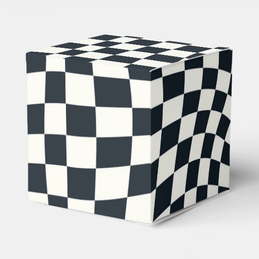 Retro Schwarz-weiß überprüft Warpkette überprüft Geschenkschachtel (Rückseite)