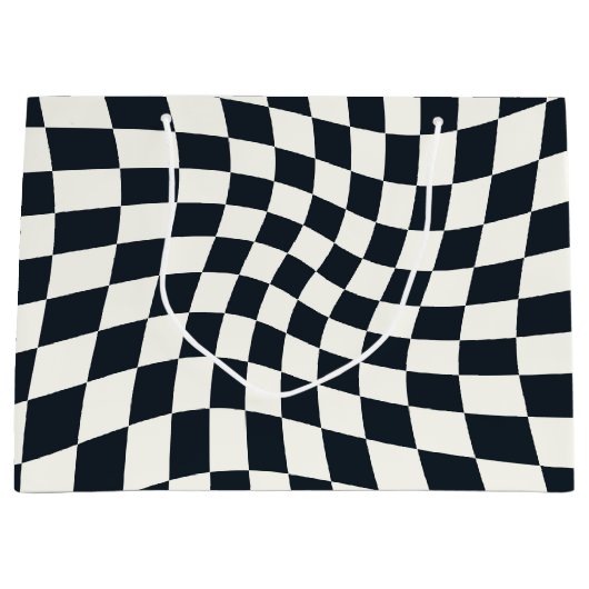 Retro Schwarz-weiß überprüft Warpkette überprüft Große Geschenktüte (Vorderseite)