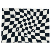 Retro Schwarz-weiß überprüft Warpkette überprüft Große Geschenktüte (Rückseite)