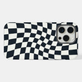 Retro Schwarz-weiß überprüft Warpkette überprüft iPhone Hülle (Rückseite (Horizontal))