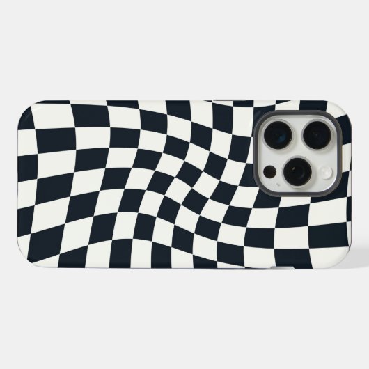 Retro Schwarz-weiß überprüft Warpkette überprüft iPhone Hülle (Rückseite (Horizontal))